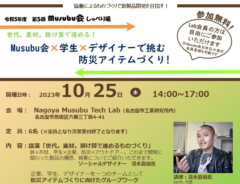 協働によるものづくりで新製品開発を目指す！令和5年度 第5回 Musubu会 しゃべり場